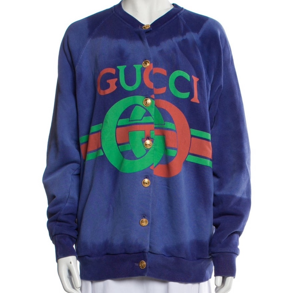 Gucci Blue Logo Cardigan